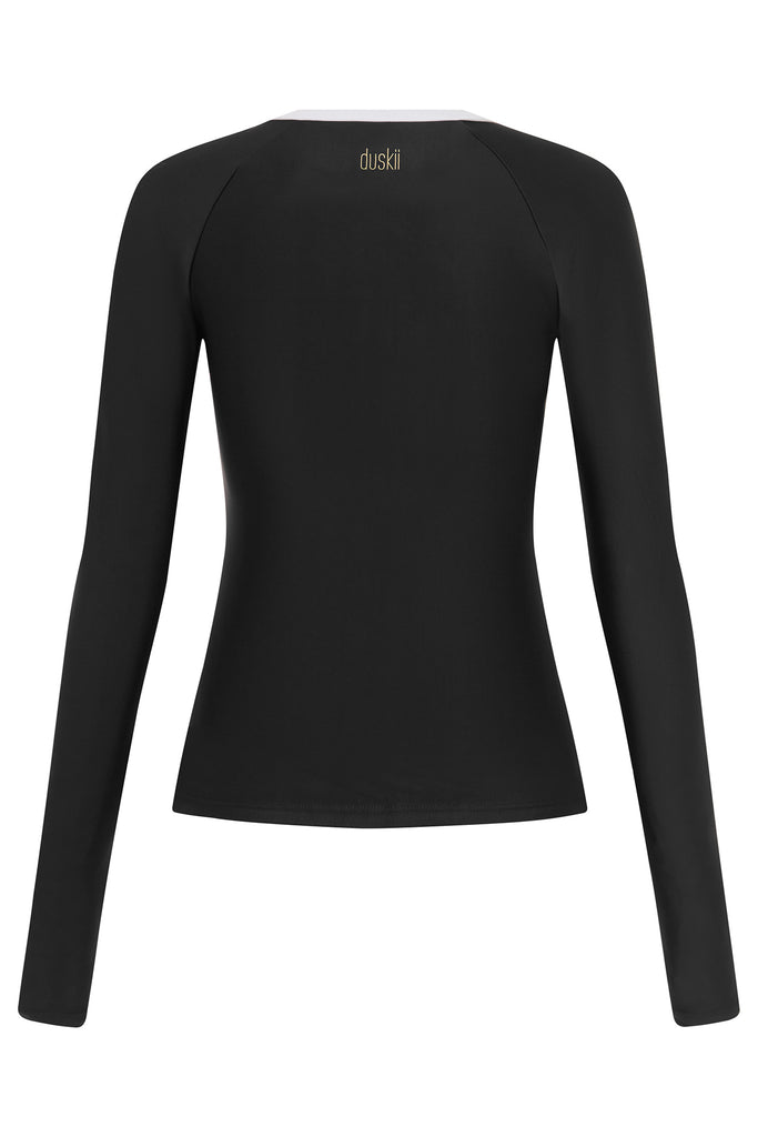 Long Sleeve Rash Top | Black & White