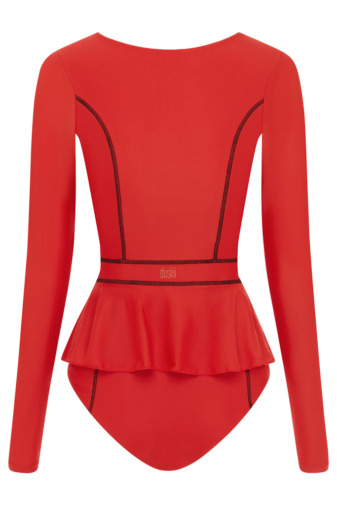 Elle Long Sleeve Suit | Red