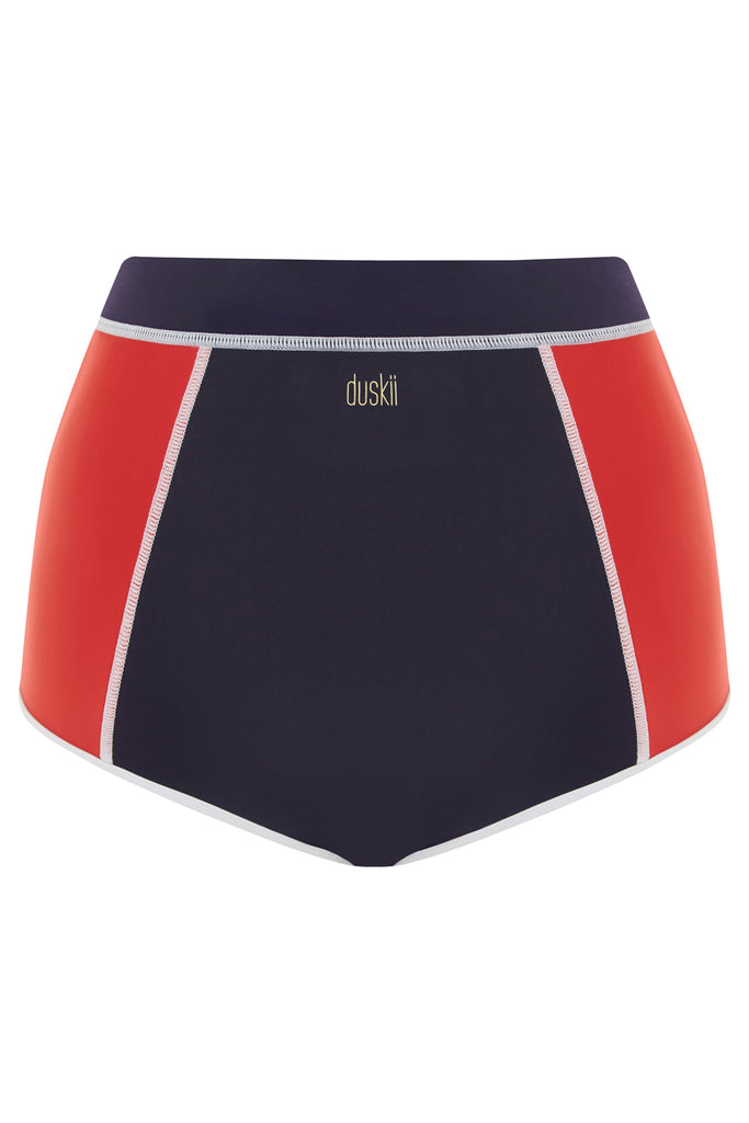 High Waist Zip Bottom | Navy & Red