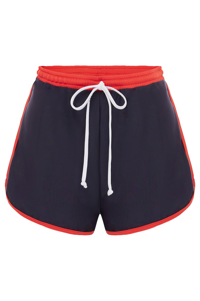 High Waist Surf Short | Navy & Red