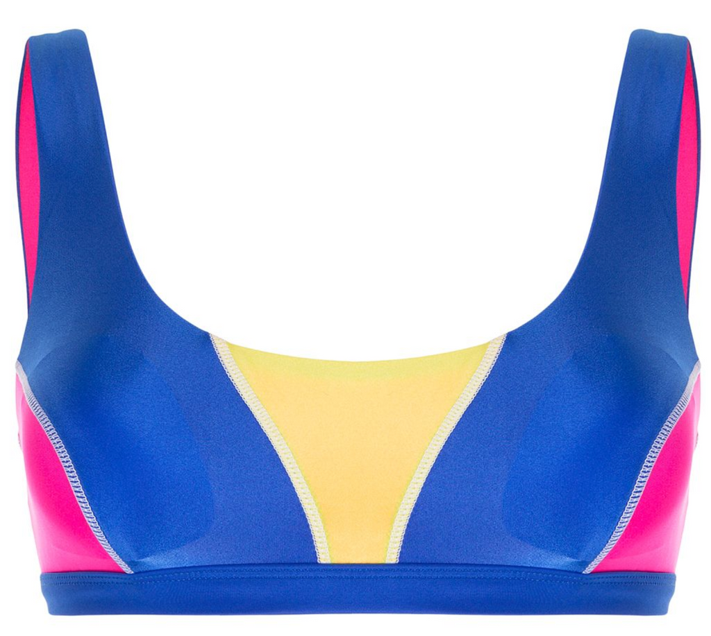 Kate Scoop Sport Top | Neon Blue, Pink & Yellow