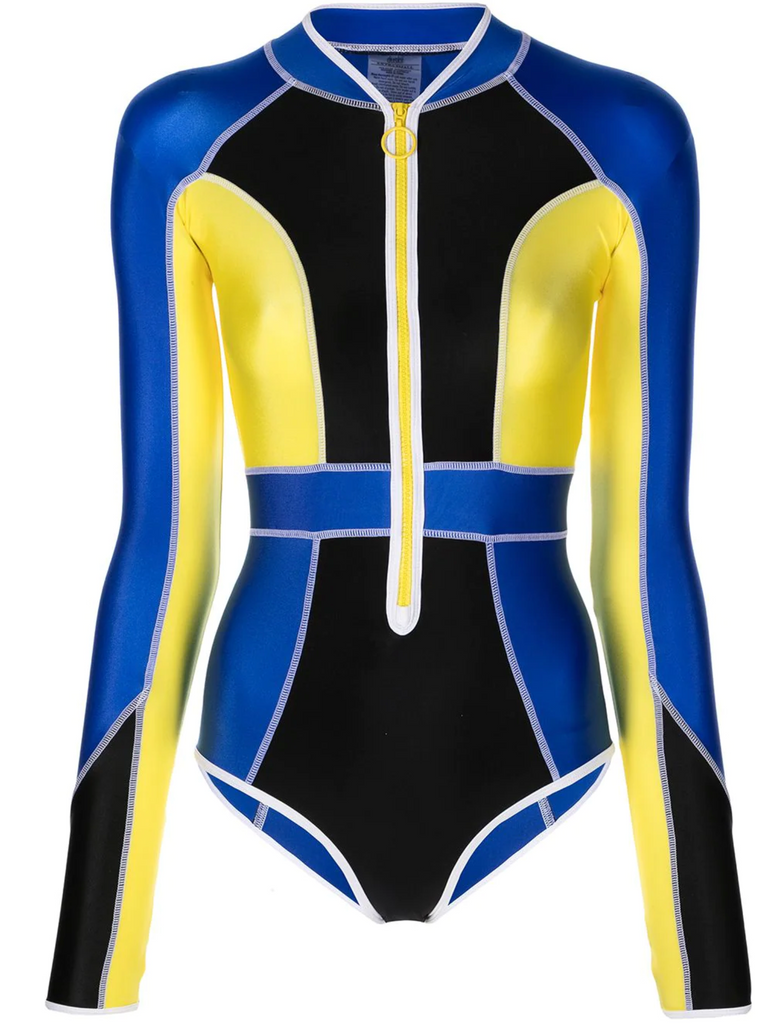 Monique Paddle Suit | Black, Neon Blue & Yellow
