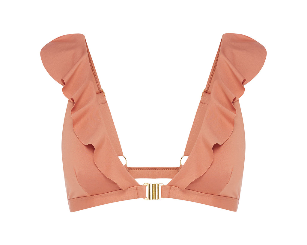 Spritz Frill Bikini Top | Copper