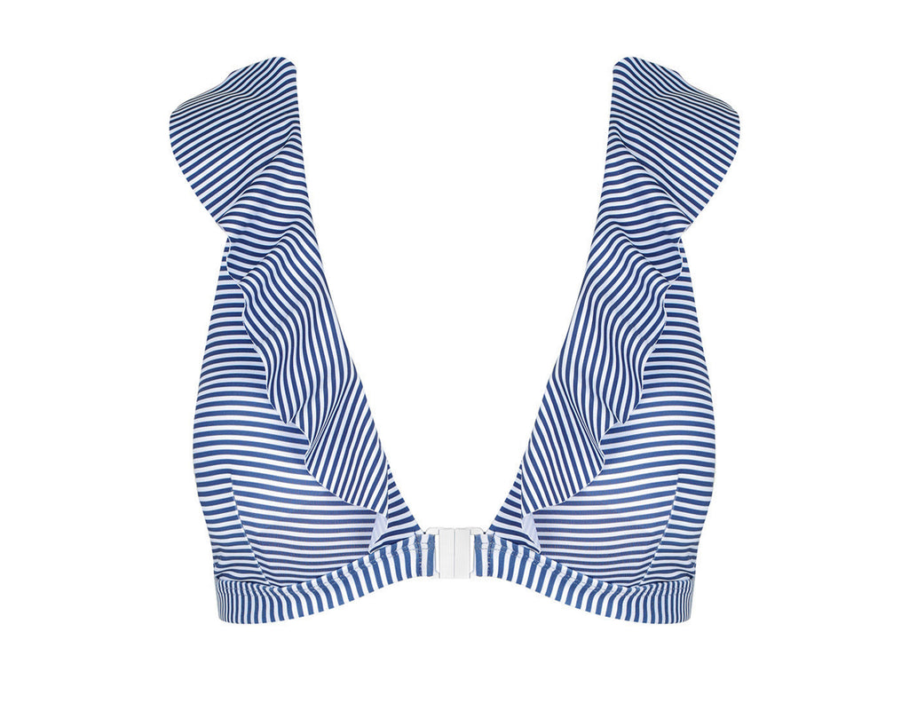 Spritz Frill Bikini Top | Blueberry Stripe