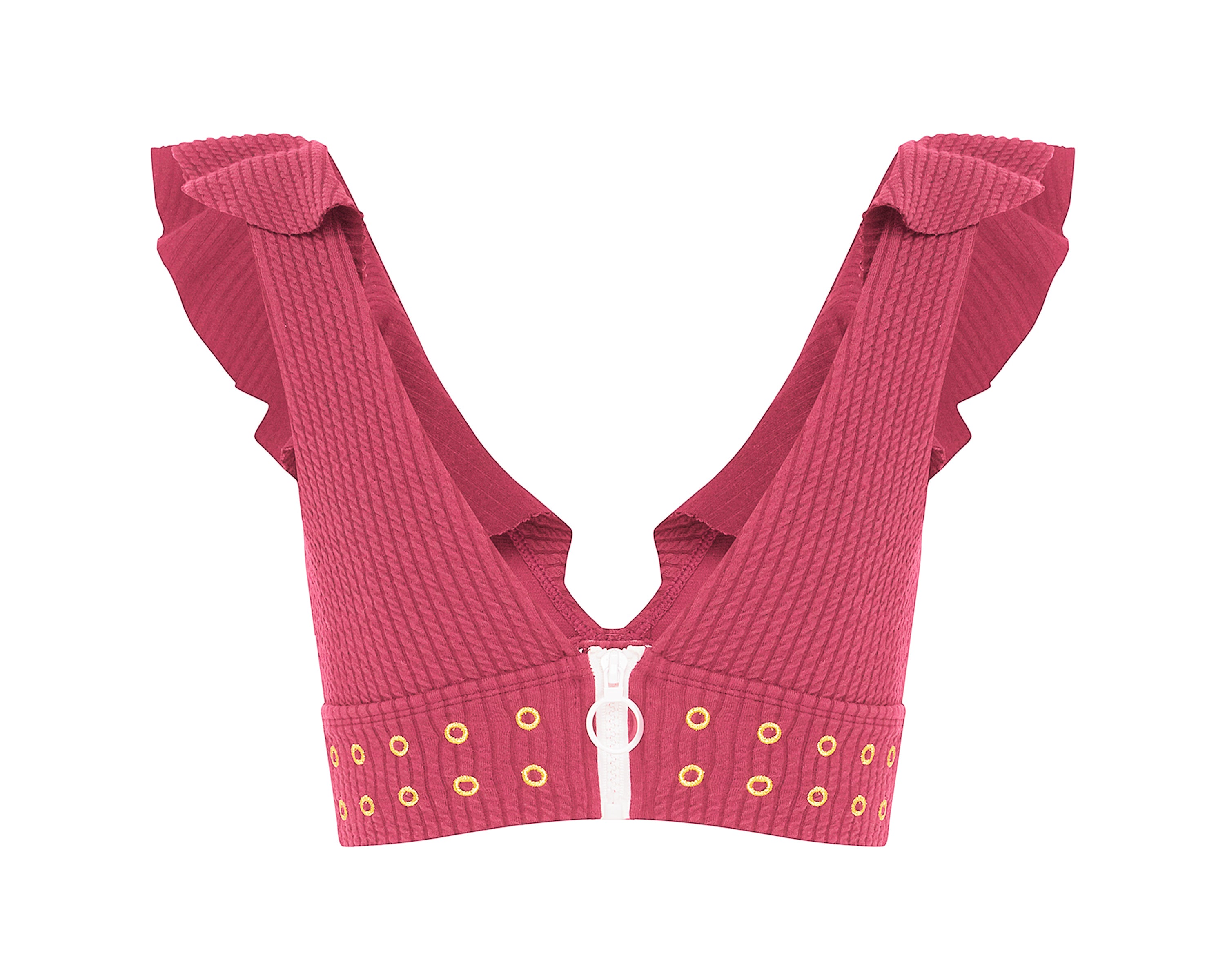 Sunrise Frill Bikini Top | Raspberry | Duskii Active